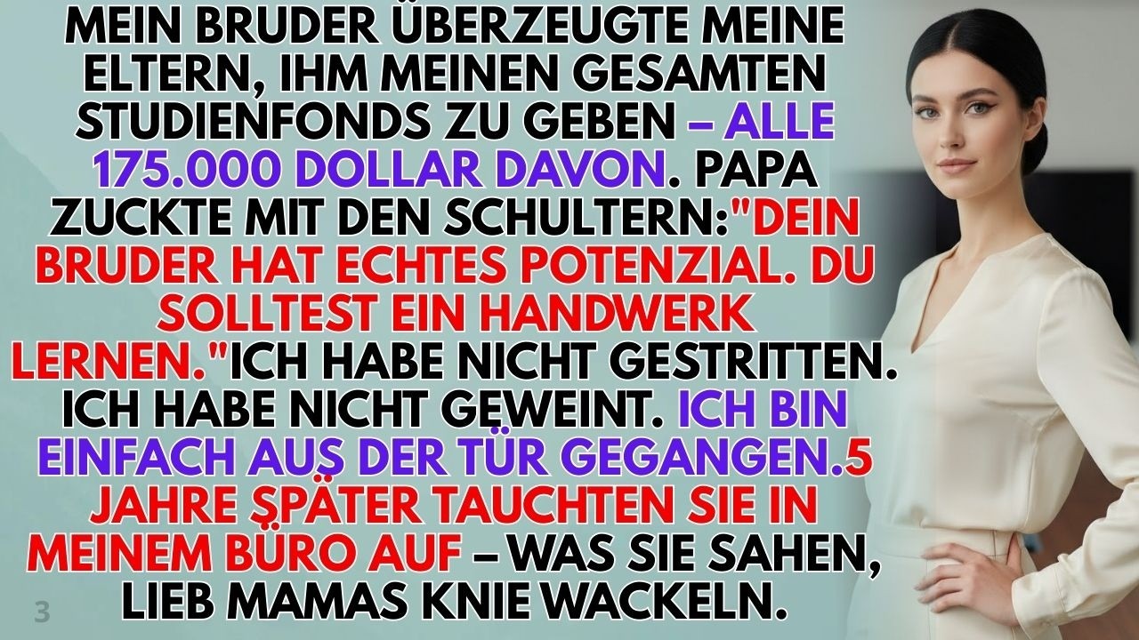 Mein Vater gab meinem Bruder meinen Studienfonds und sagte: „Lern ein Handwerk“ – 5 Jahre später