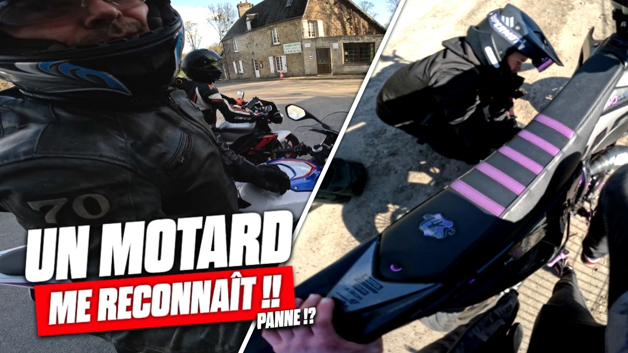 Un motard en s1000rr me reconnait 😲! Mon pote tombe en panne en 50cc ! 🥲