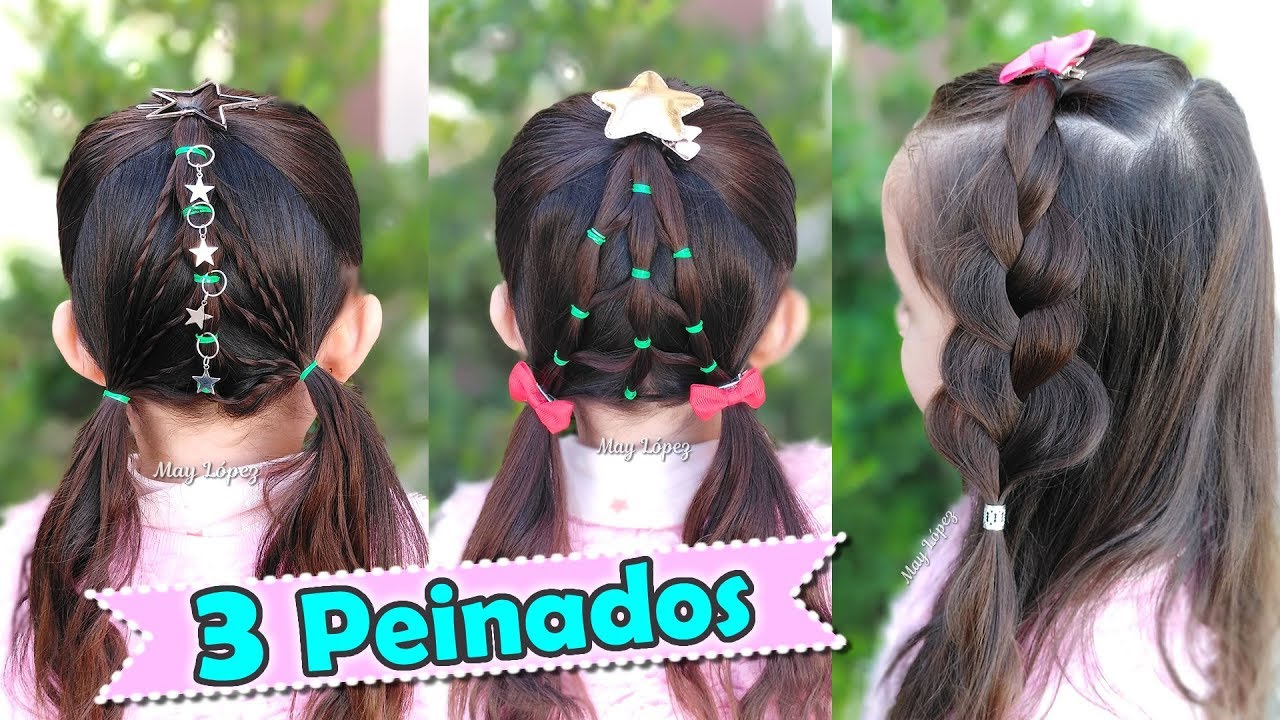 Peinados navideños fáciles para niñas | Peinados 2018 | May Lopez