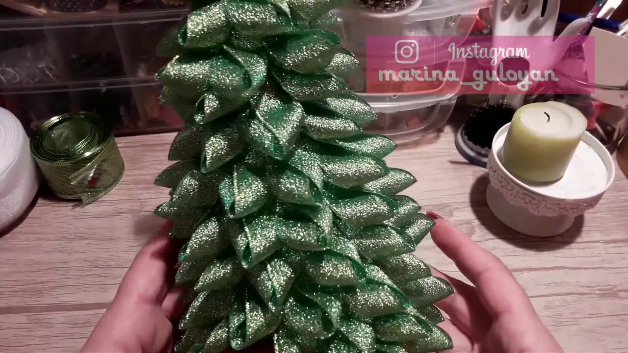 Как сделать елку канзаши самый простой способ Christmas tree✔ Marine DIY Guloyan✔