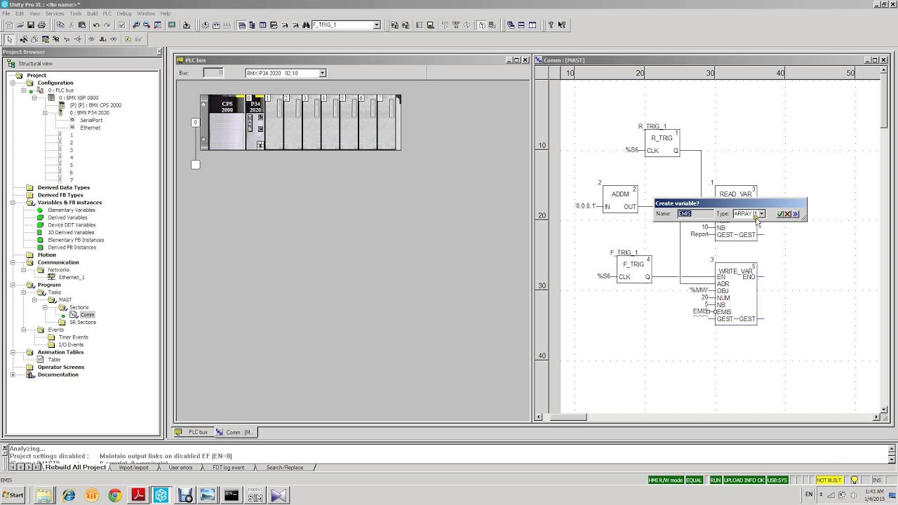 Unity Pro 019  M340 write data to slave via serial port
