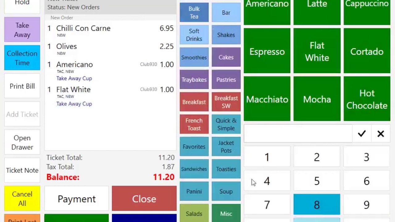 SambaPOS V5 Demo - Dine In, Take Away & custom discounts