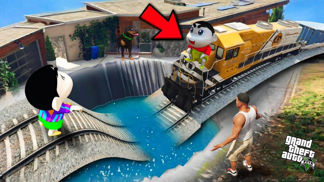 Franklin Controlling Train To Save Shinchan And Pinchan in GTA 5 ! (GTA 5 Bangla) Gameplay