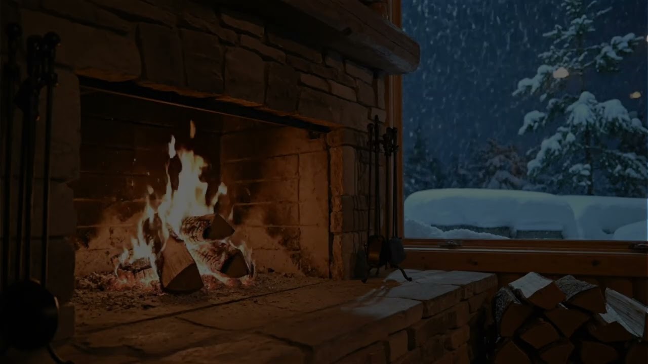 8 Hours Deep Sleep with Cozy Fireplace Sounds | Dark Screen for Insomnia Relief