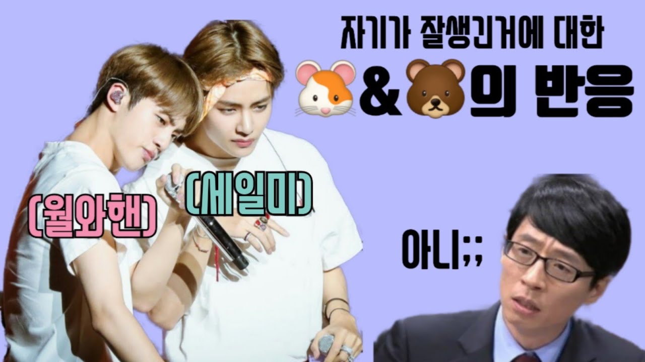 자기가 잘생긴거에 대한 🐹&🐻의 반응 (feat.월와핸,세일미)