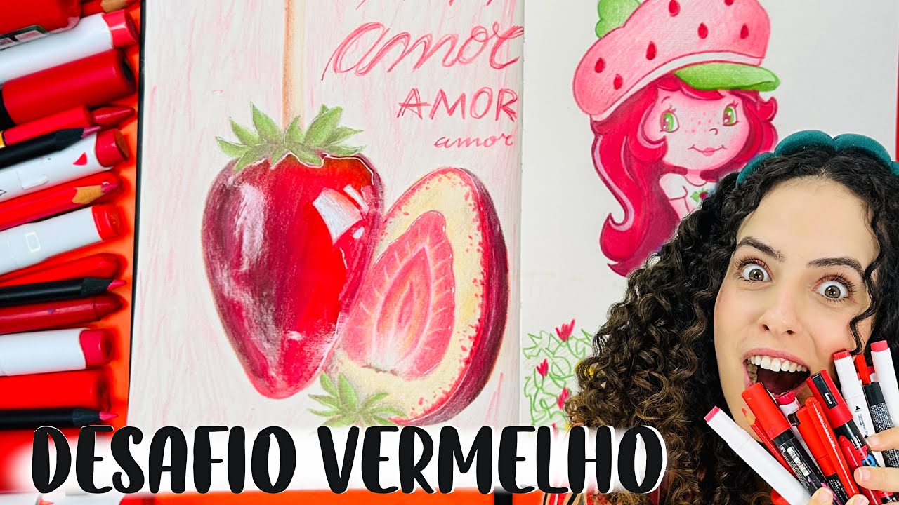 🍓24h PINTANDO SÓ c/ a COR VERMELHA! Morango do amor, prancha de surf, moranguinho! Paula Stephânia
