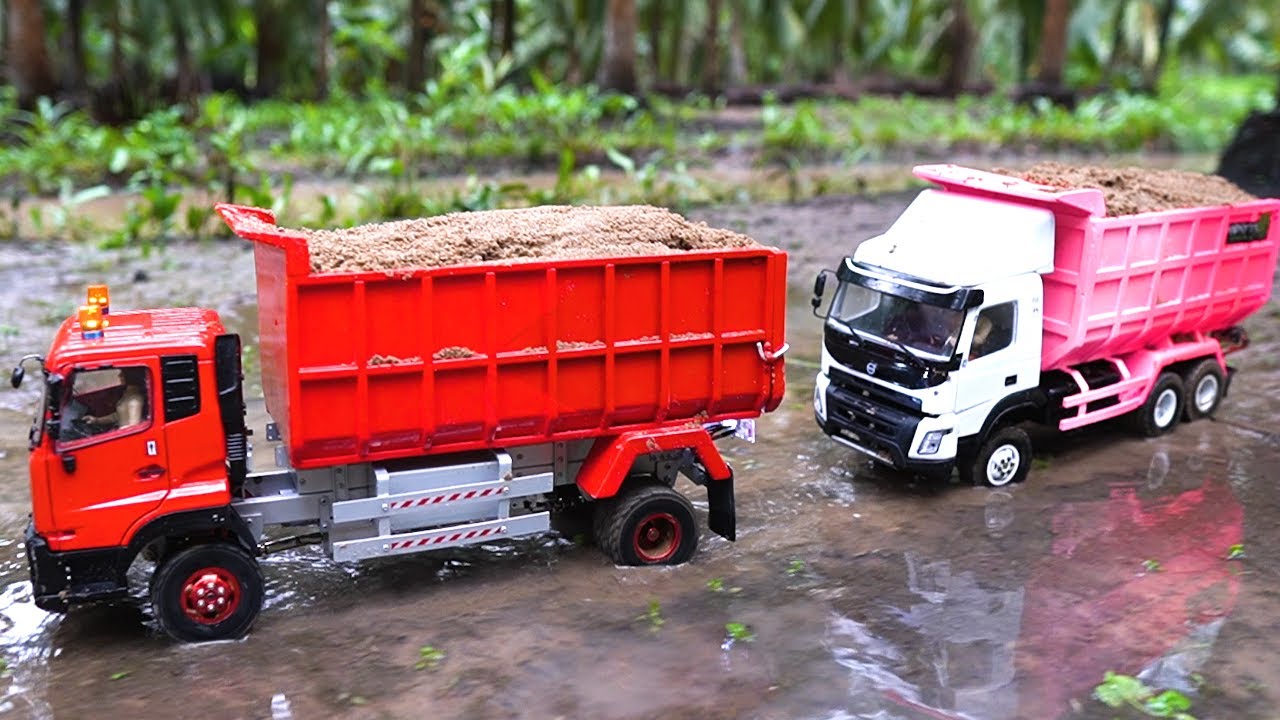MOBIL TRUK PASIR, TRUK UD QUESTER, TRUK VOLVO, TRUK FUSO -   UNBOXING MINIATUR RC TRUK SKALA 16