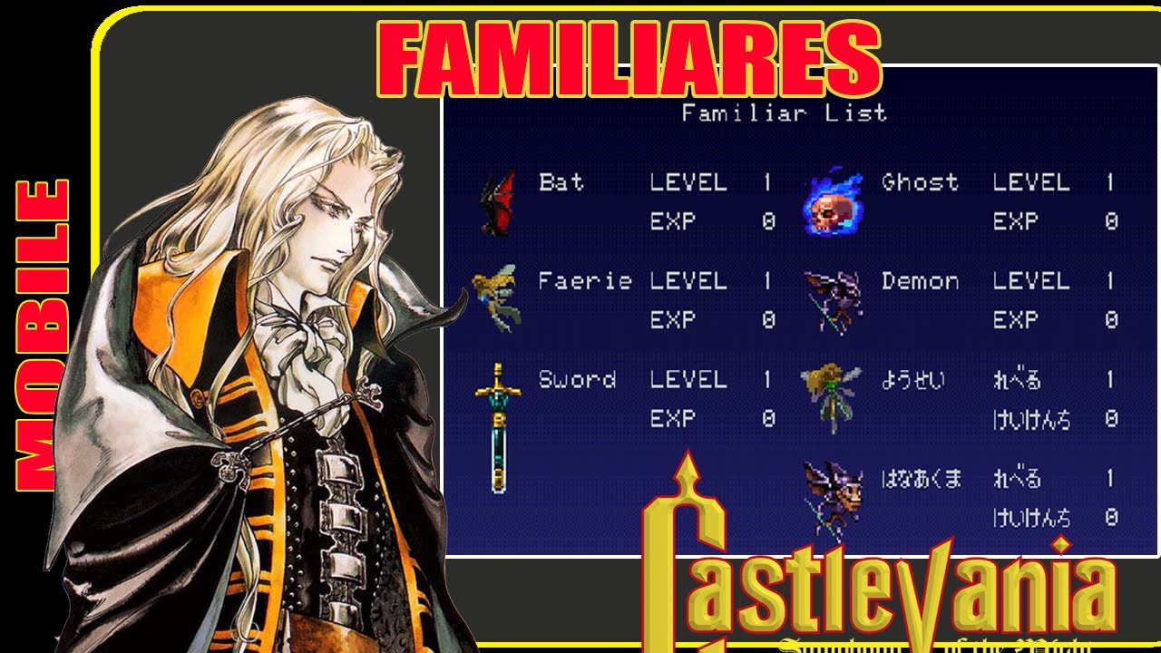 Todos os Familiares e Localização deles em Castlevania Symphony of the Night Mobile