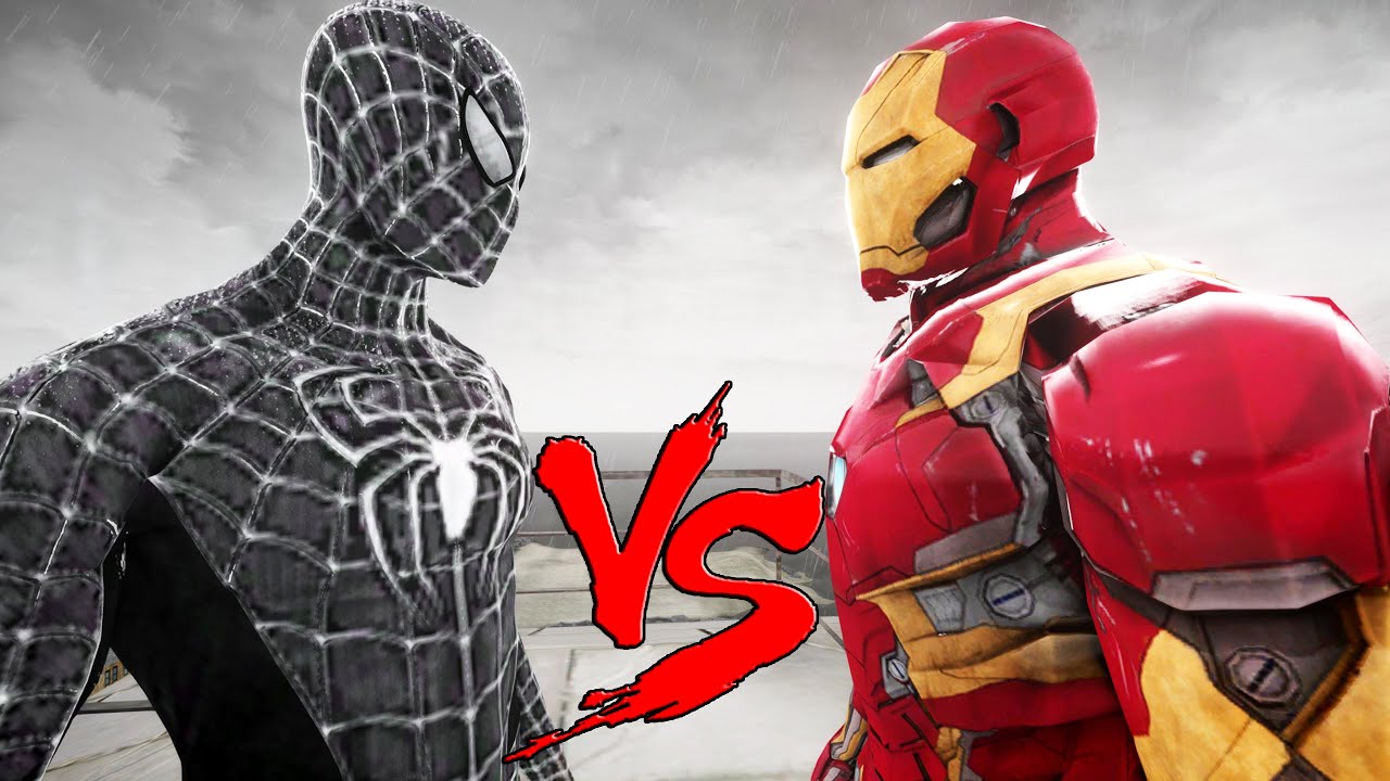 BLACK SPIDERMAN VS IRON MAN - MARK 46