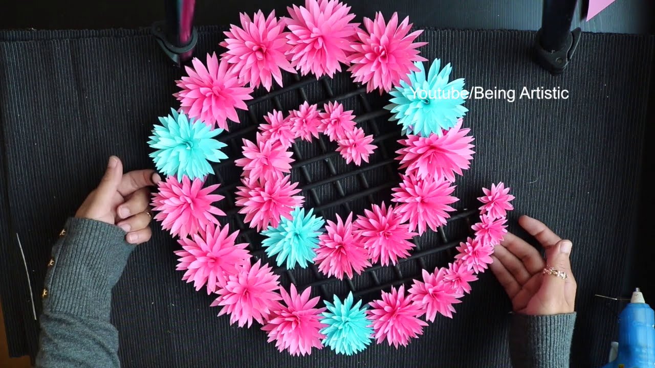 Настенный бумажный цветок - Простые идеи украшения стен - Поделки из бумаги