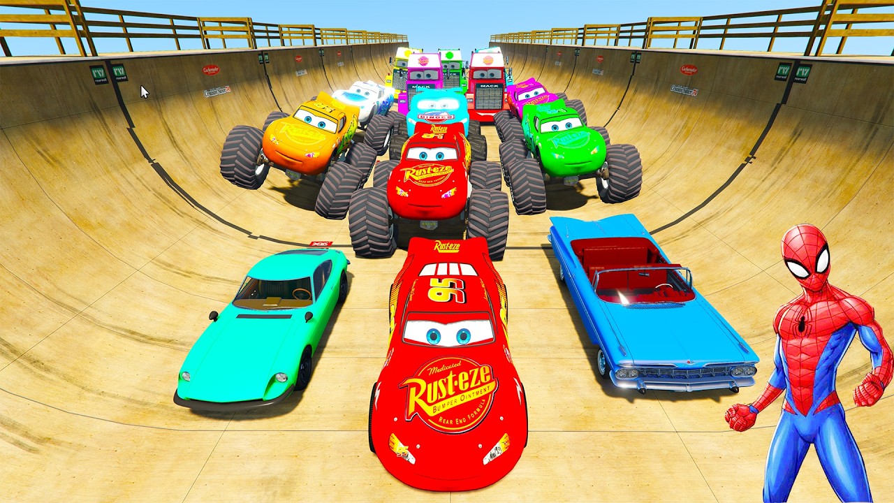 GTA V Superheroes Crazy Race Gameplay Challenge with Super Cars | GTA 5 Spiderman Car Stunt Race #15