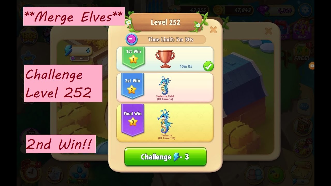 Merge Elves *Challenge Level 252* 2nd Win!