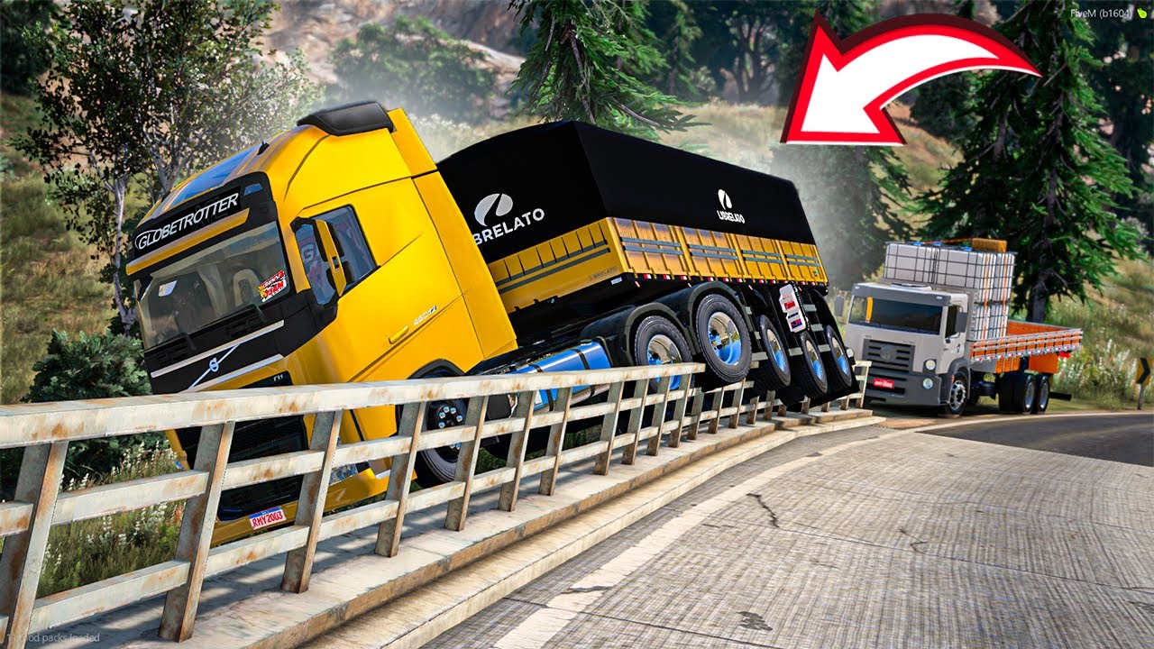 GTA V VIDA DE CAMINHONEIRO | CAMINHÃO FICOU PENDURADO NA PONTE 😱 #205