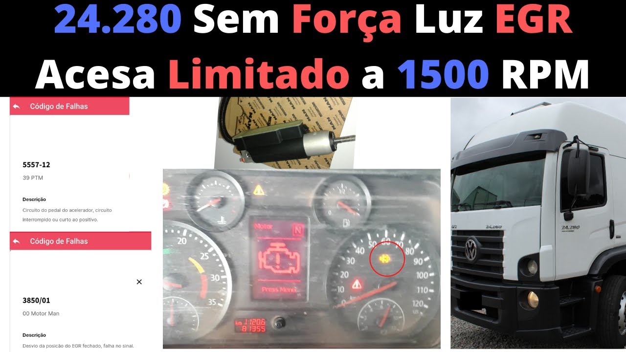 Caminhão Volkswagen/Man 24.280 Sem força, com rotação Limitada a 1500  RPM e Luz da EGR Acesa