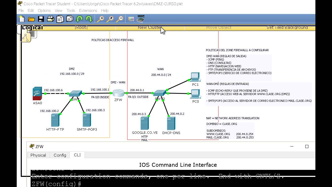 Configurando una Zona Desmilitarizada DMZ y Zona de seguridad Zone Based Firewall  (Parte II)