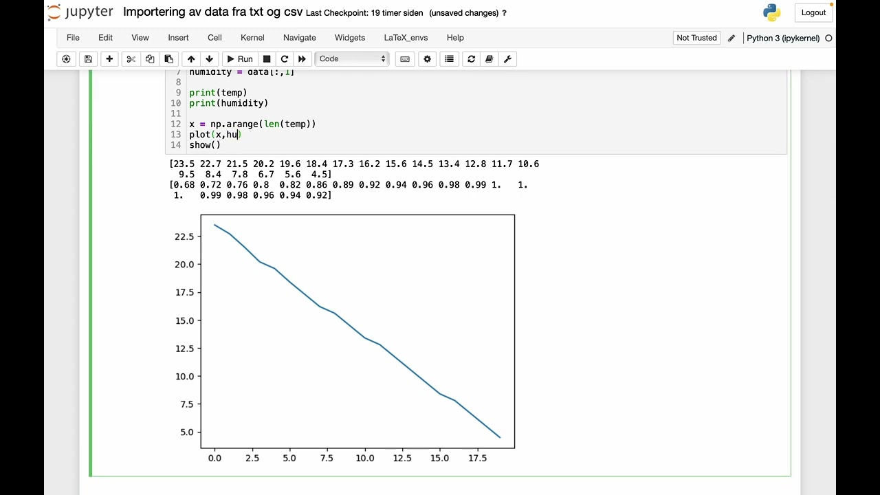 Importering av data fra txt-fil og plotting i python