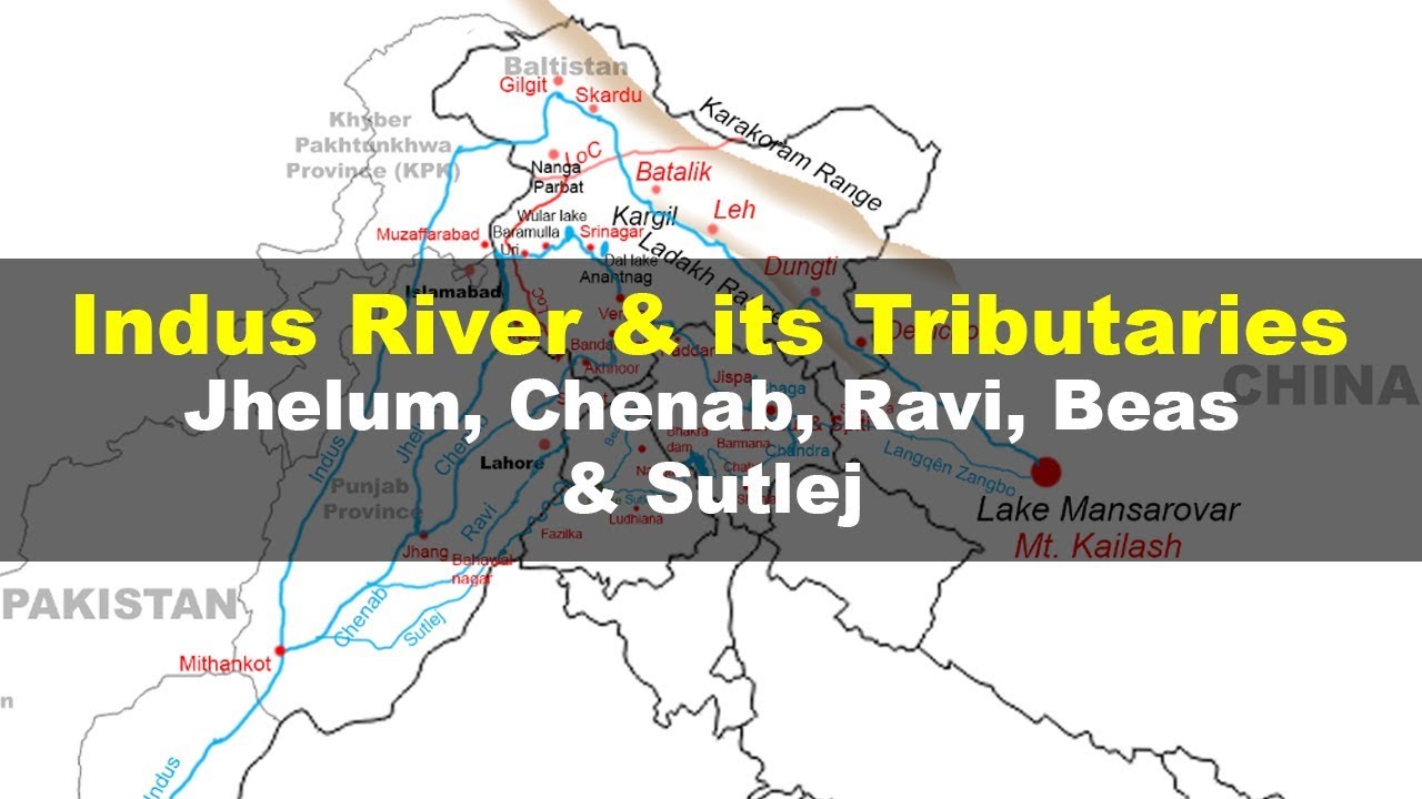 Indus river and its tributaries - Geography UPSC, IAS, NDA, CDS, SSC CGL
