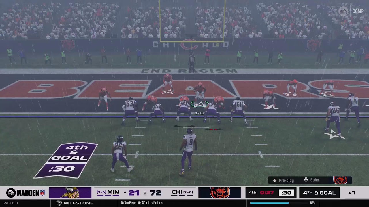 Madden 26 fantasy draft franchise with the Bears S3W8 Vs the Vikings!