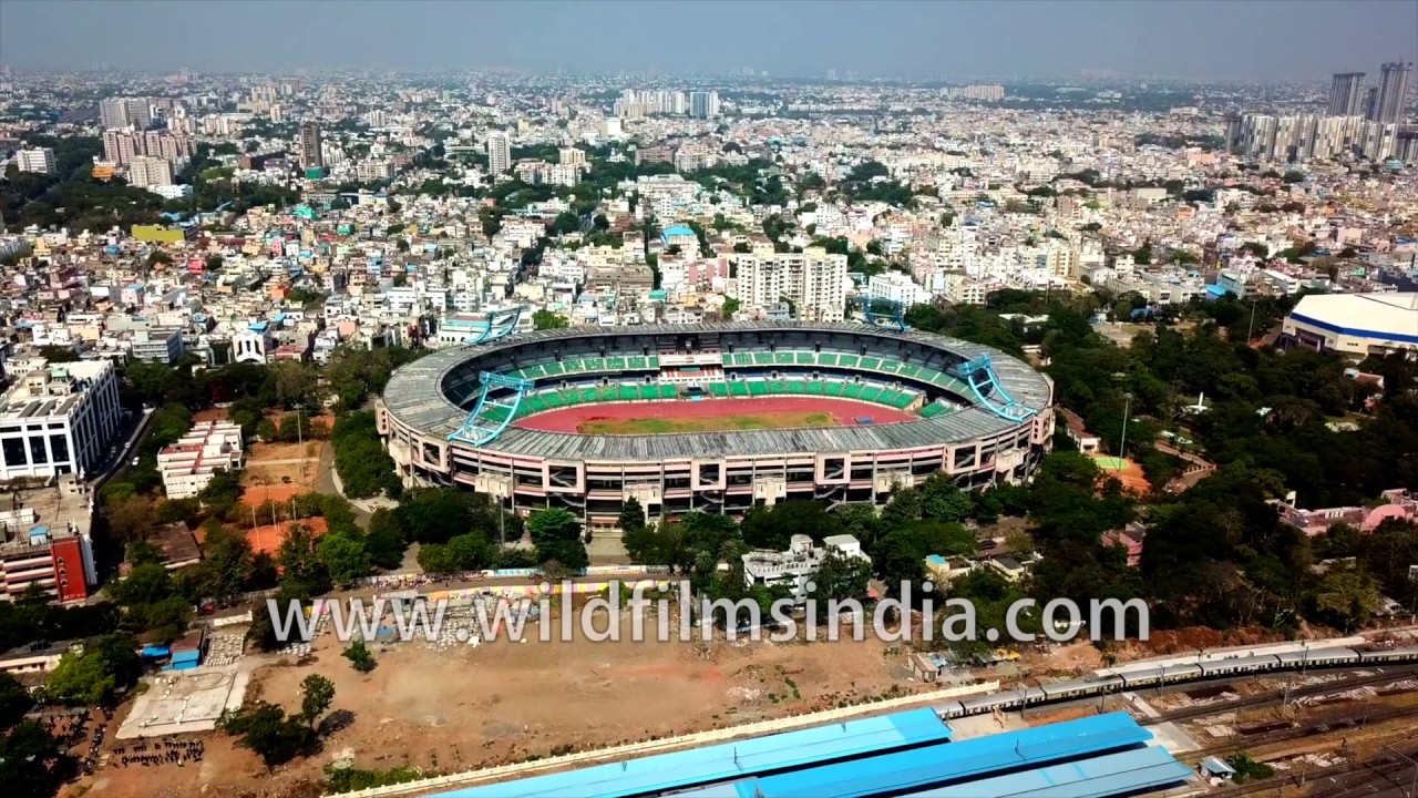 Marina Arena aerial view Jawaharlal Nehru Stadium: Chennai also has Chidambaram Chinnaswamy Stadium