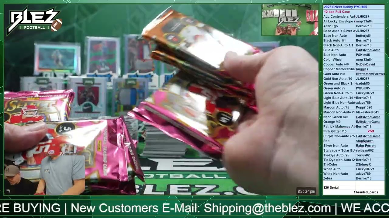 2025 Select Hobby PYC #05 12 Box Full Case NFL Pick Your color Break