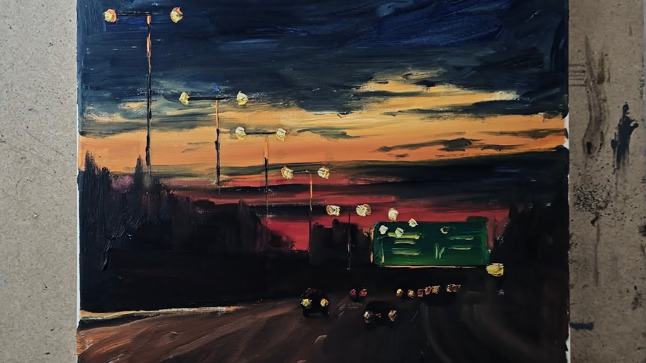 여명이 지는 퇴근길  ASMR​ Twilight Commute: Oil Painting ASMR 