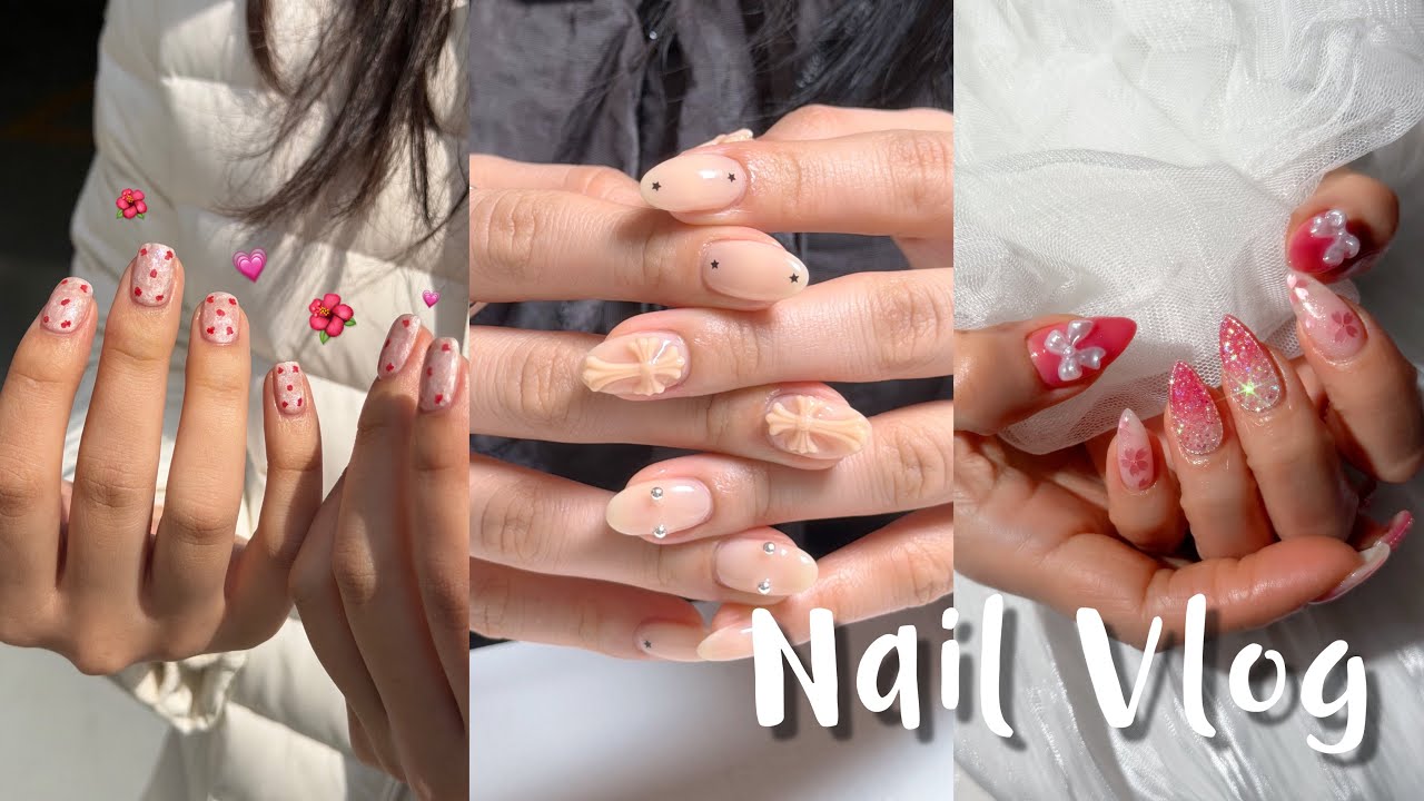 셀프네일러의 네일브이로그 💅🏻🖤 | 네일재료 언박싱, 봄네일, 봄아트 만들기, 뉘앙스네일, 크롬하츠네일, 시술영상, 네일시술영상, nail, nail vlog, nailart