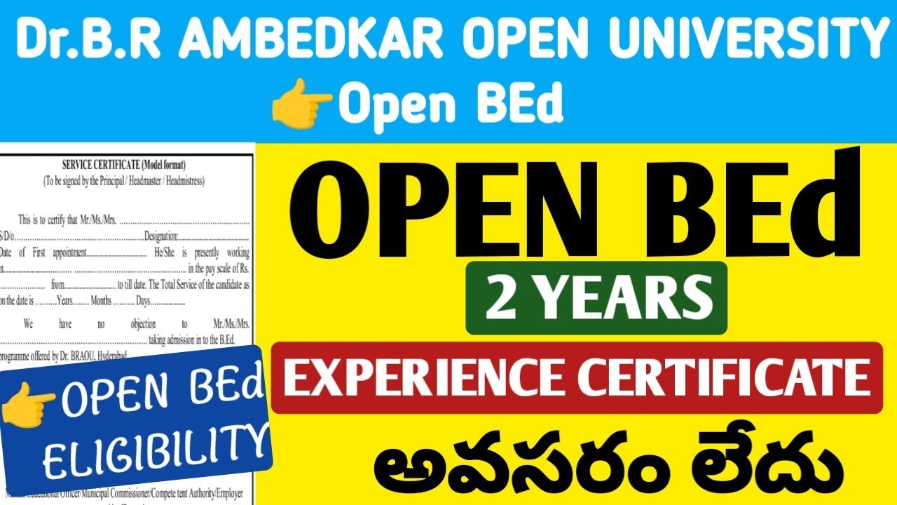 OPEN BEd Eligibility in DR BR Ambedkar Open University@StudentUpdates247
