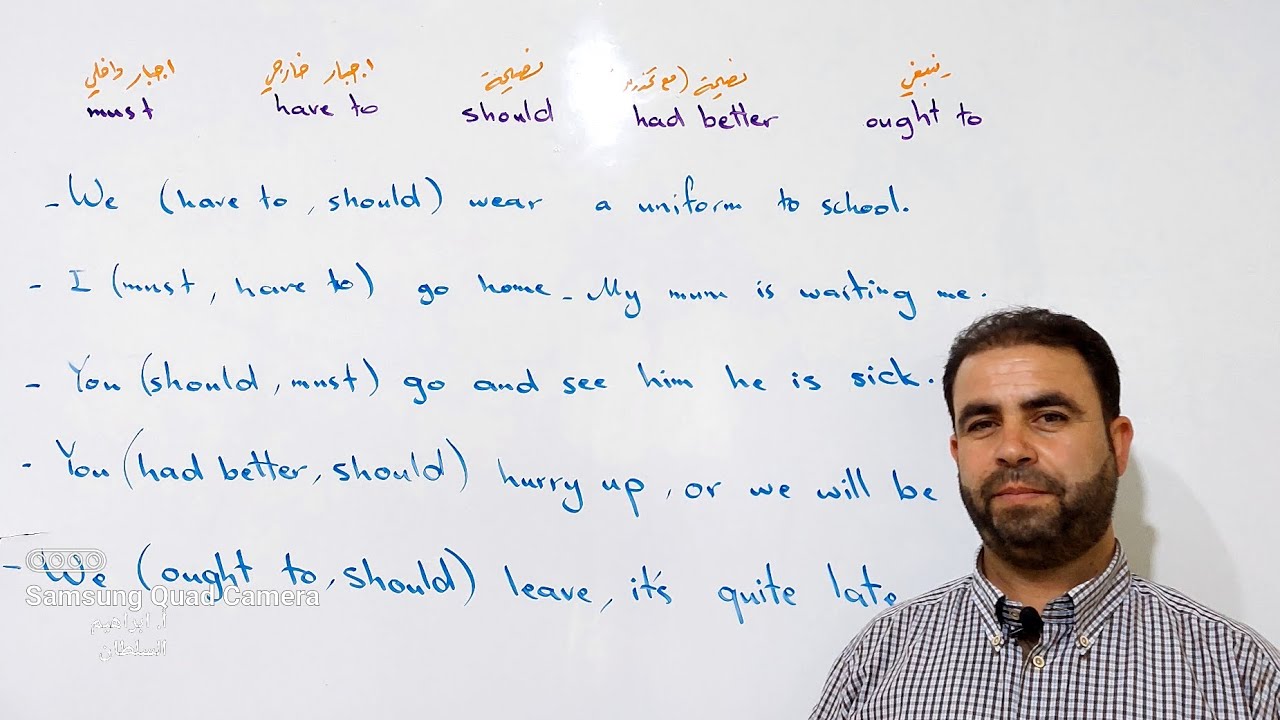 مراجعات تاسع الأفعال المساعدة الاجبار  والنصيحة have to, must, should, had better, ought to