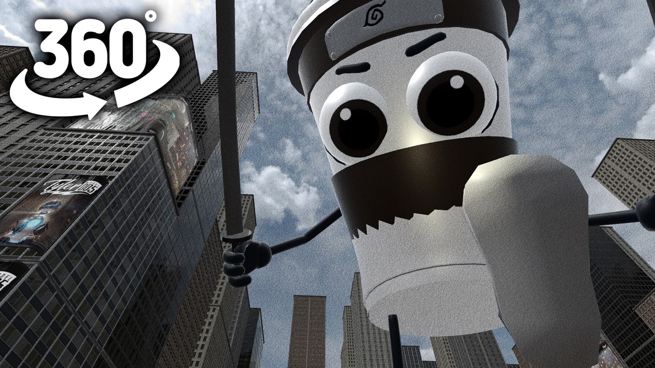Giant Cappuccino Assassino in the City!  | 360° VR Animation