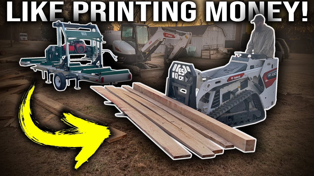 Milling The First Of The Long Pine Logs! Having A Mill Is Like Printing Money! Lumber Coming In!