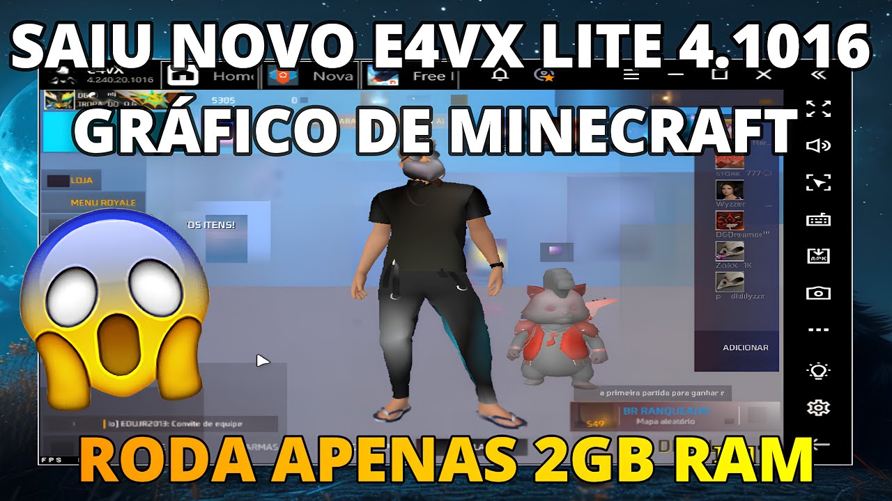 MELHOR EMULADOR PARA PC FRACO E4VX LITE 4.1016 GRÁFICO DE MINECRAFT 😱 SUPER LEVE 2GB RAM 🚀