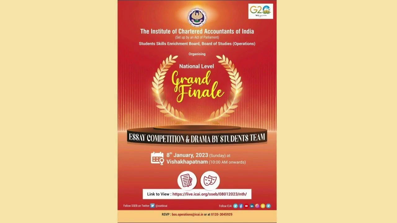 Live Webcast on “National Level Grand Finale - Essay Competition & Drama by Students Team” -08012023