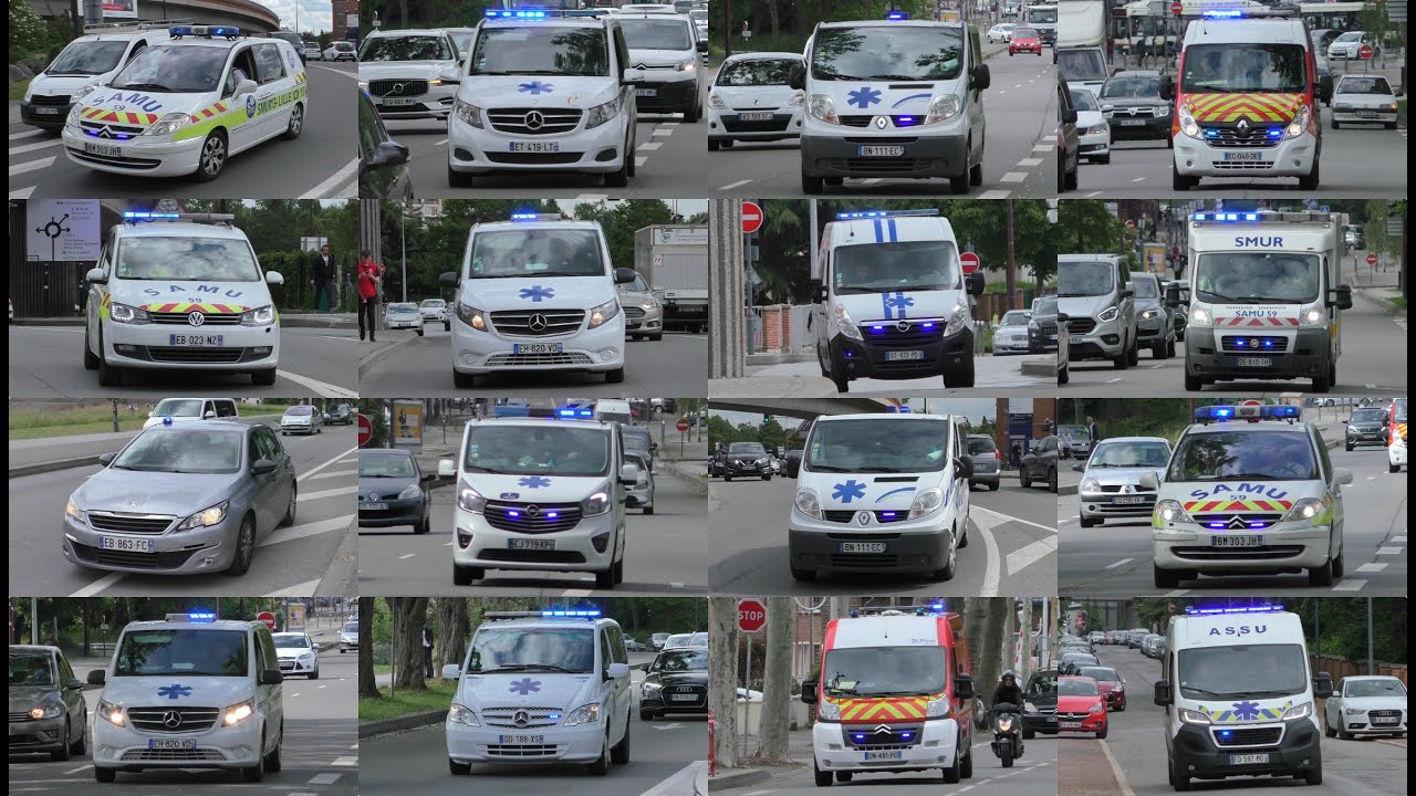 [Compilation] SAMU/SMUR, Private, SDIS VSAV Ambulances & (Unmarked) Police à CHU Lille [Part 3]