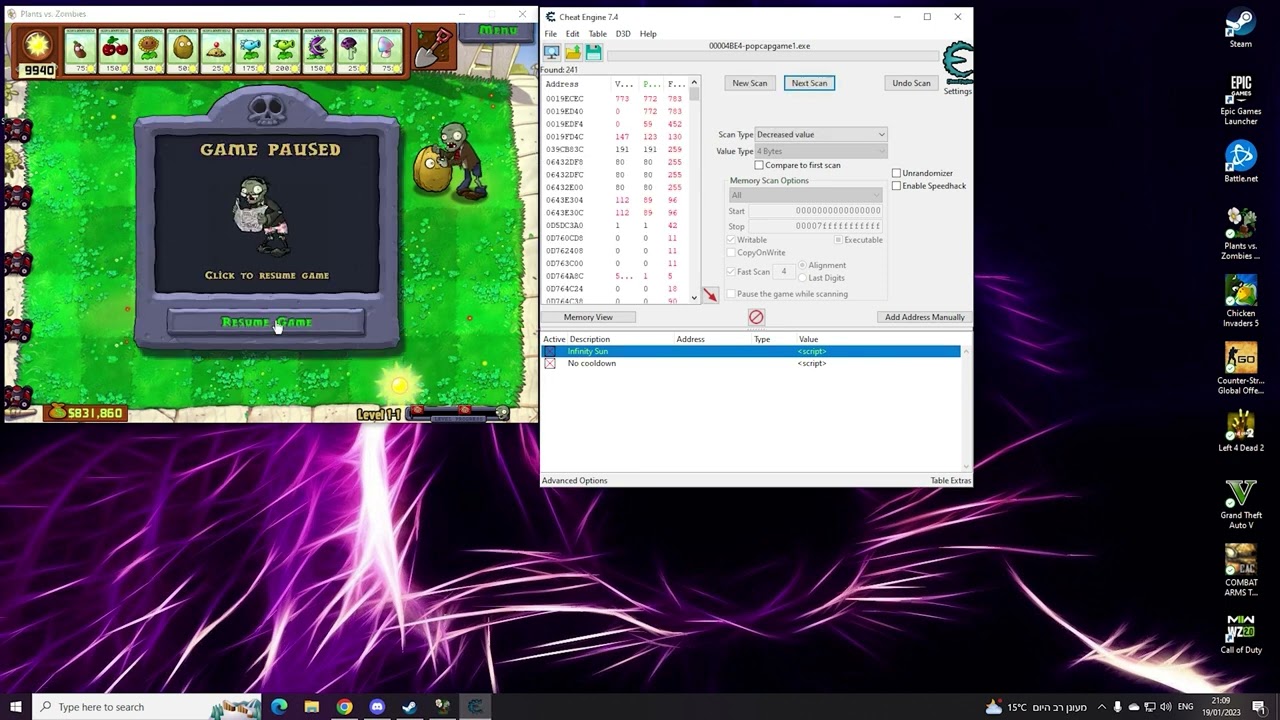 Plant vs Zombies - GodMod | Cheat Engine