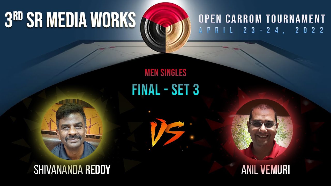 FINAL - SET 3 - Shivananda Reddy vs Anil Vemuri - 3rd SR Media Works  Carrom Tournament