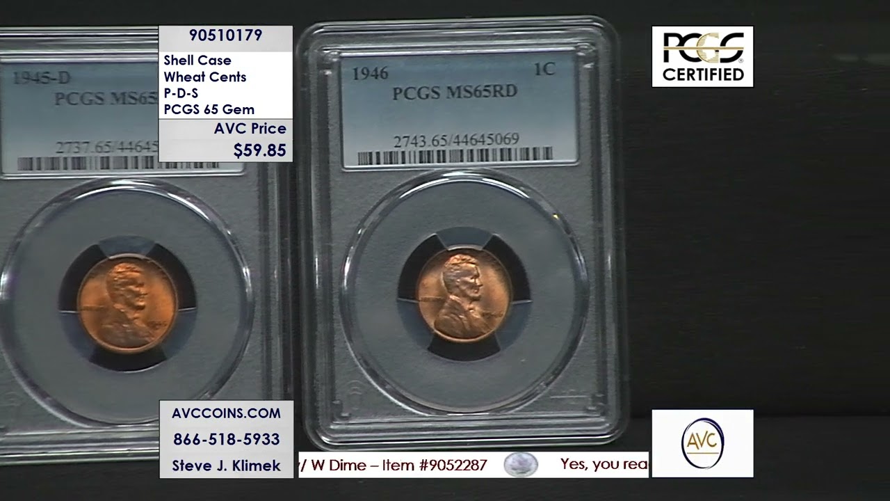 Shell Case Wheat Cents - P-D-S - PCGS 65 Gem