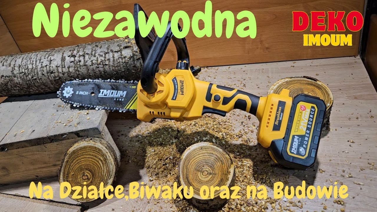 MINI PIŁA ŁAŃCUCHOWA AKUMULATOROWA PILARKA 8 DWA AKUMULATORY ZESTAW IMOUM DEKO