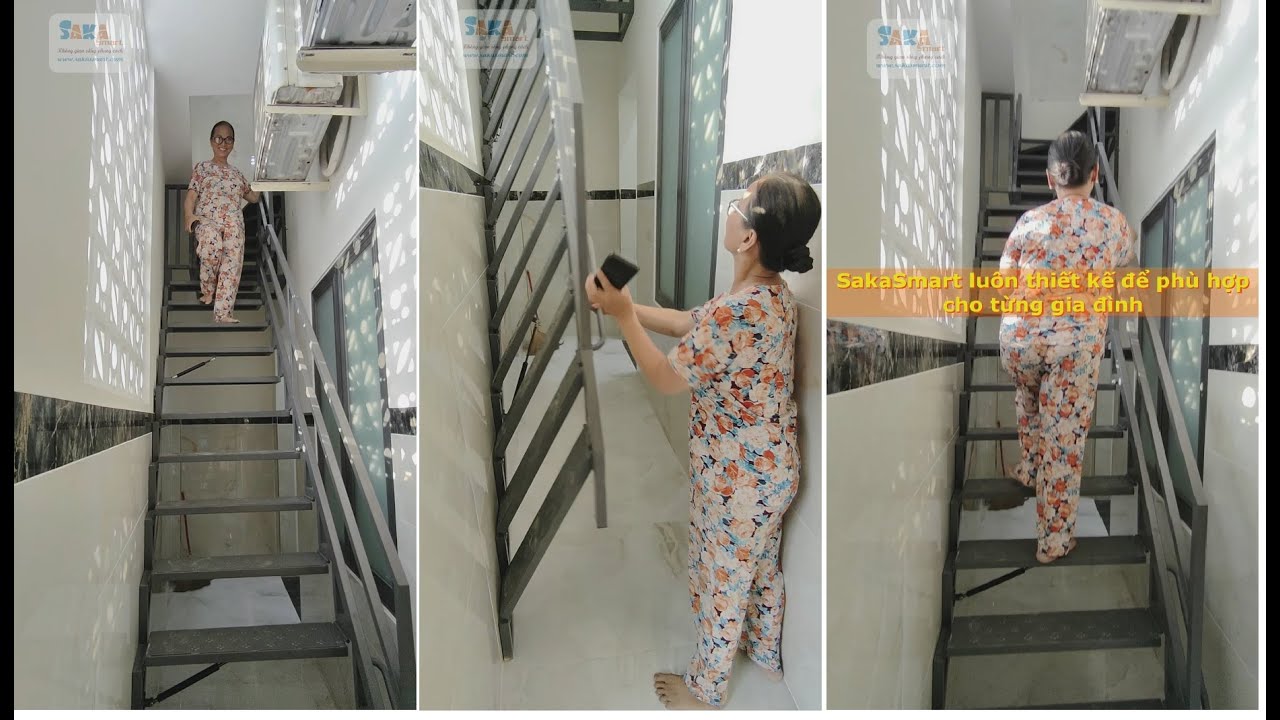 Giải pháp cầu thang lên tầng trong không gian nhỏ SakaSmart lắp đặt tại Biên Hoà
