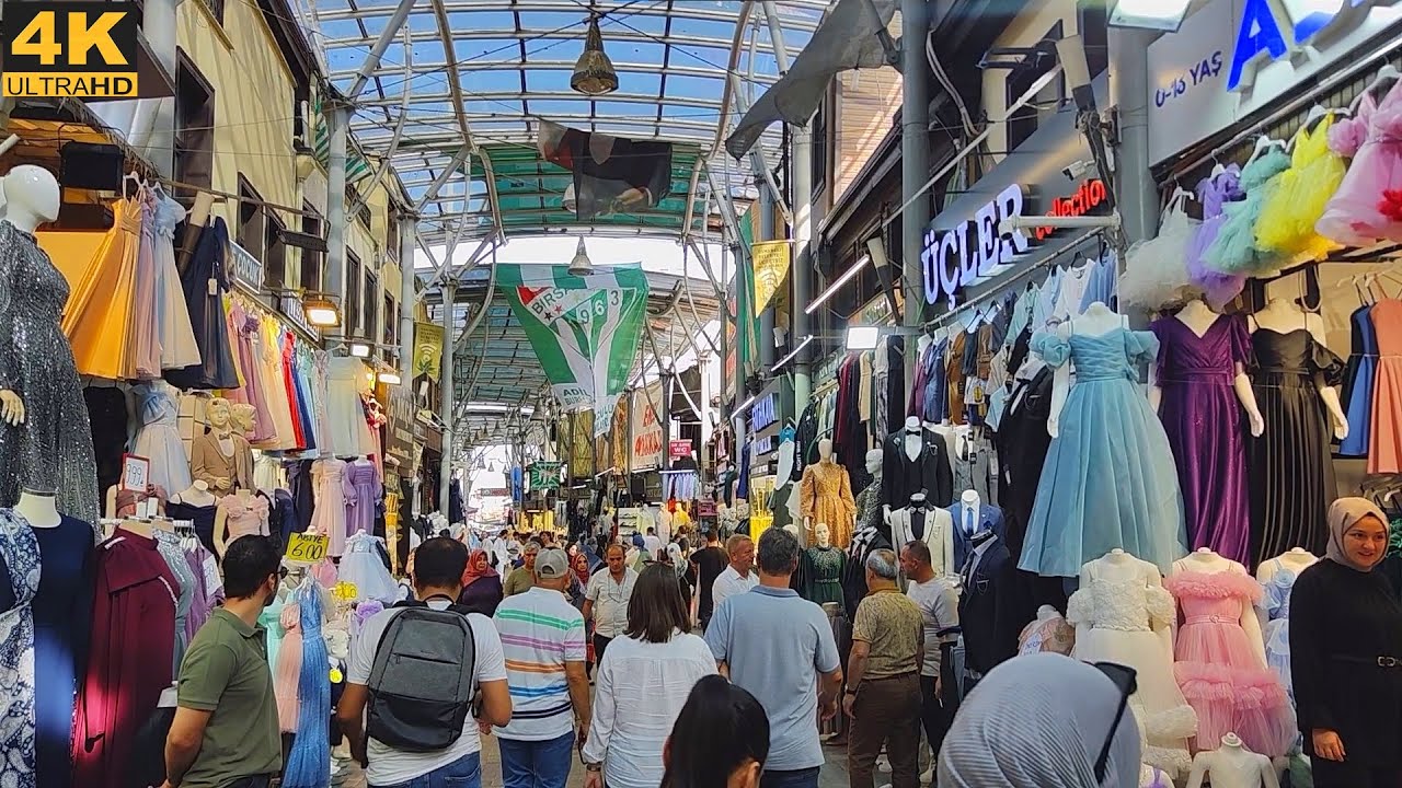 Bursa Grand Bazaar Walking Tour | Historic Streets of Turkey  | Traditional Market Tour |4K UHD|