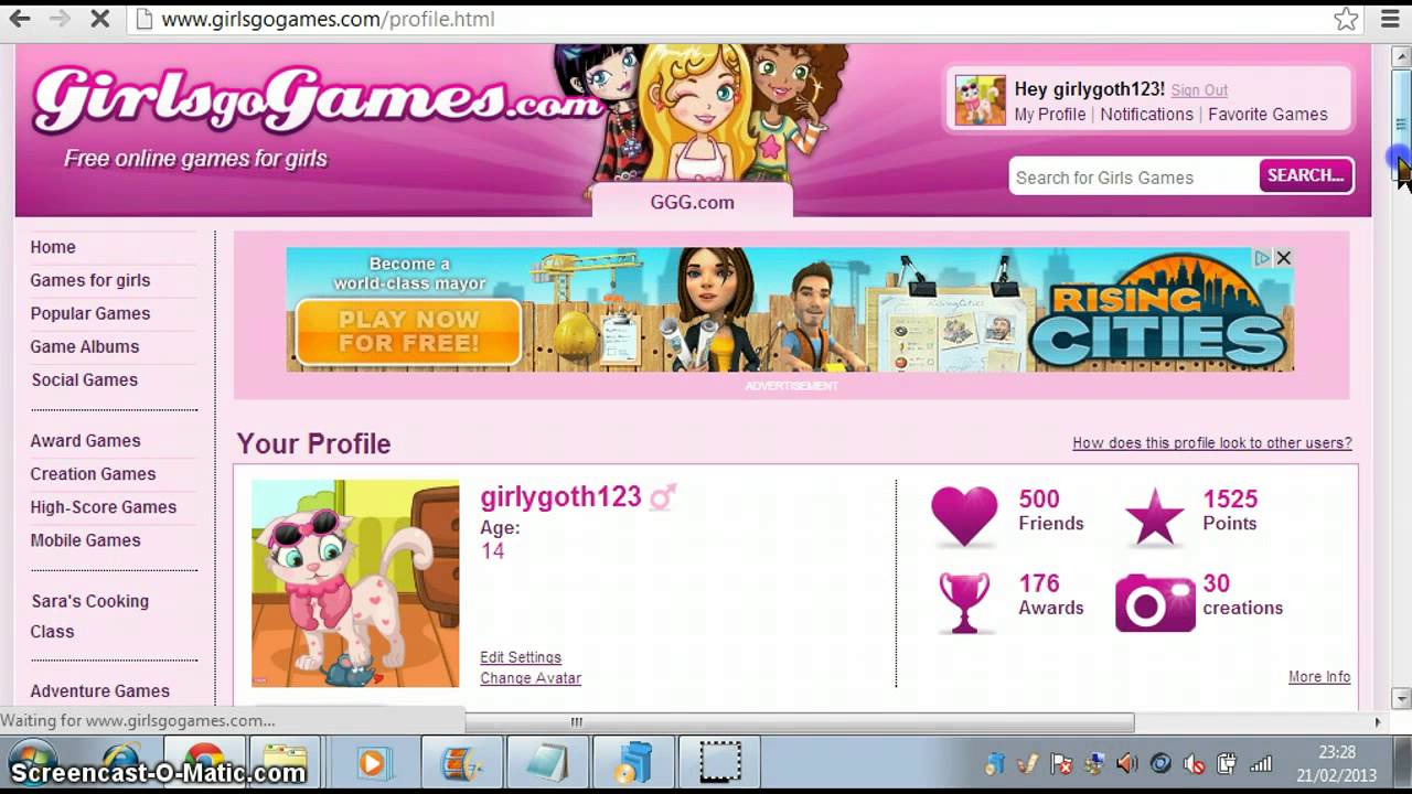 My girlsgogames profile