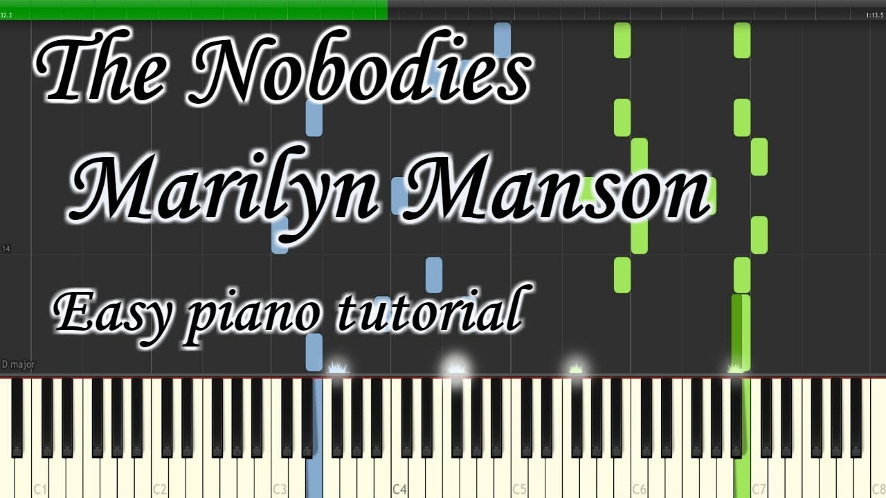 The Nobodies - Marilyn Manson - Very easy and simple piano tutorial synthesia planetcover