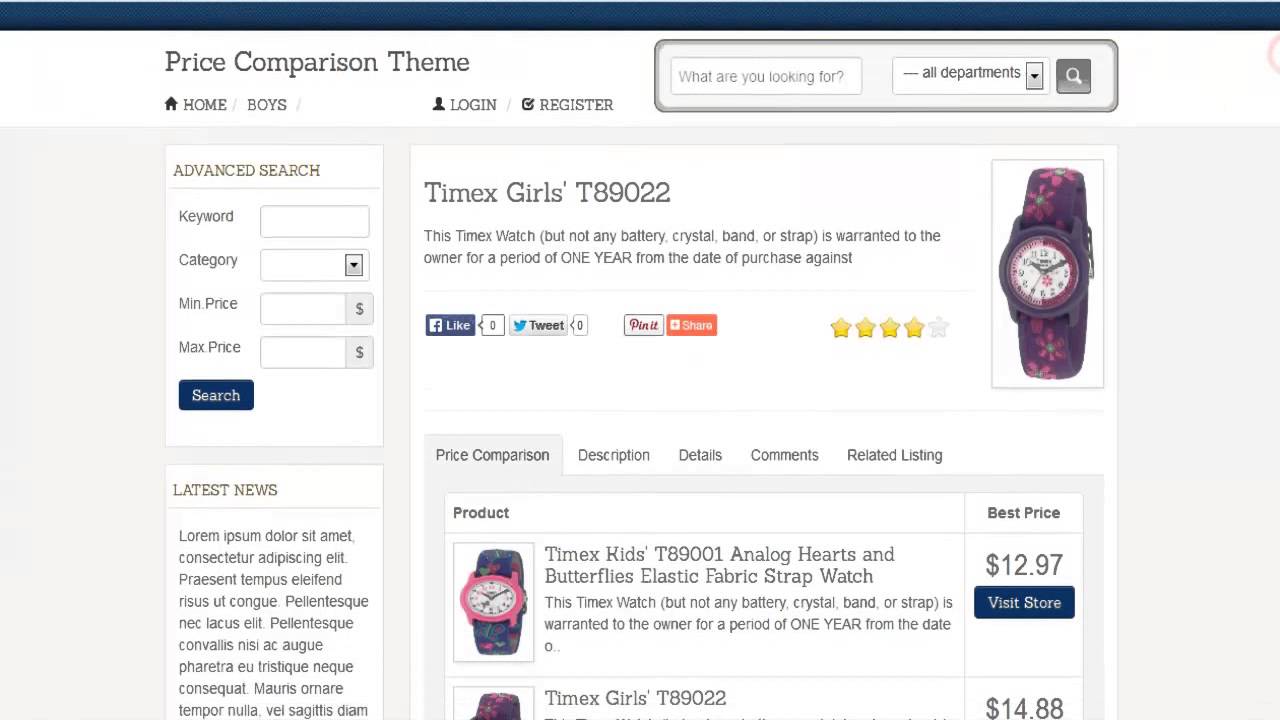Responsive Price Comparison Theme