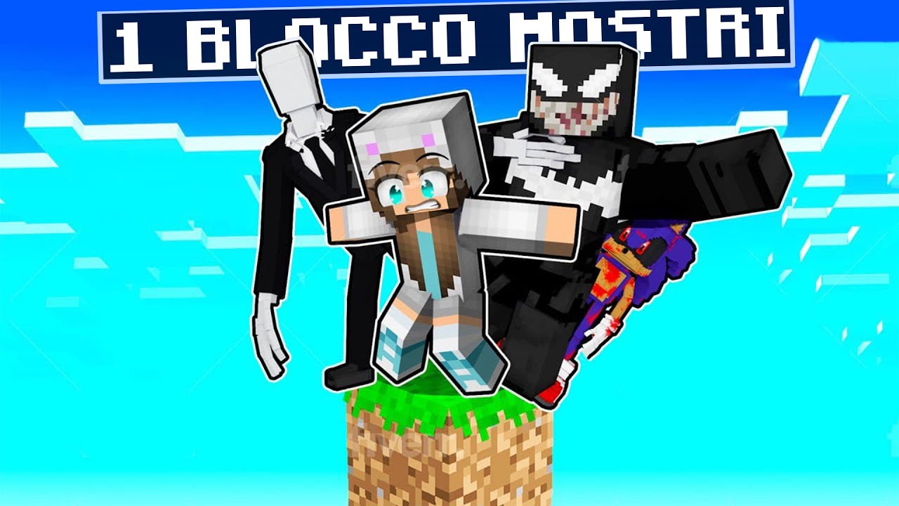 MINECRAFT MA GIOCHIAMO BLOCCATI IN SOLO 1 BLOCCO CON I PEGGIORI MOSTRI!