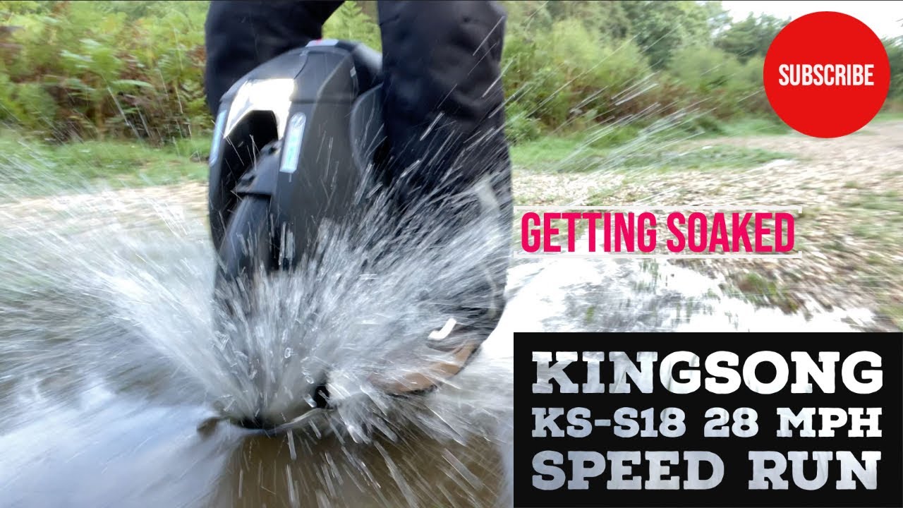 KingSong KS-S18 - 28 MPH and getting soaked [Production Model]
