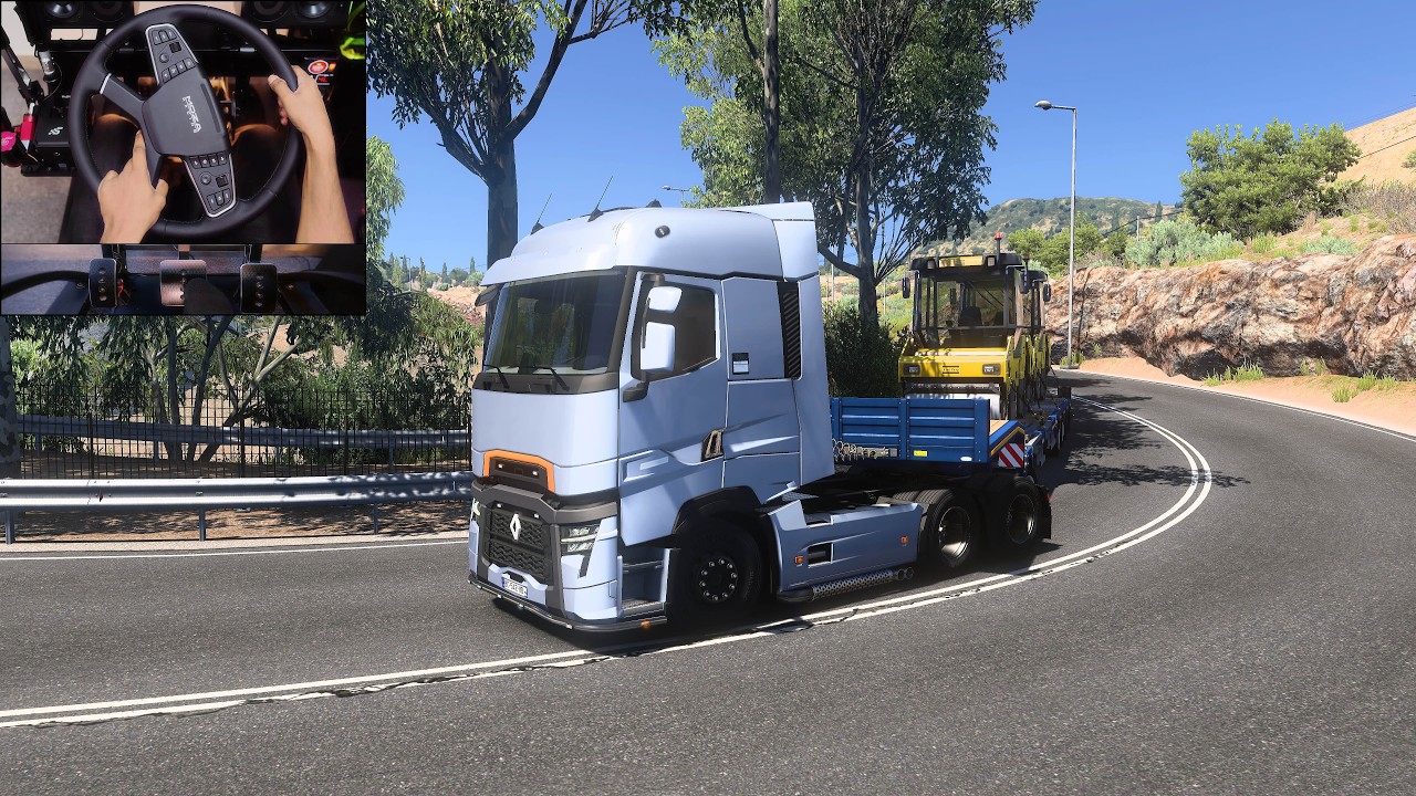 Trucking through winding roads in Greece - Euro Truck Simulator 2 | Steering wheel gameplay