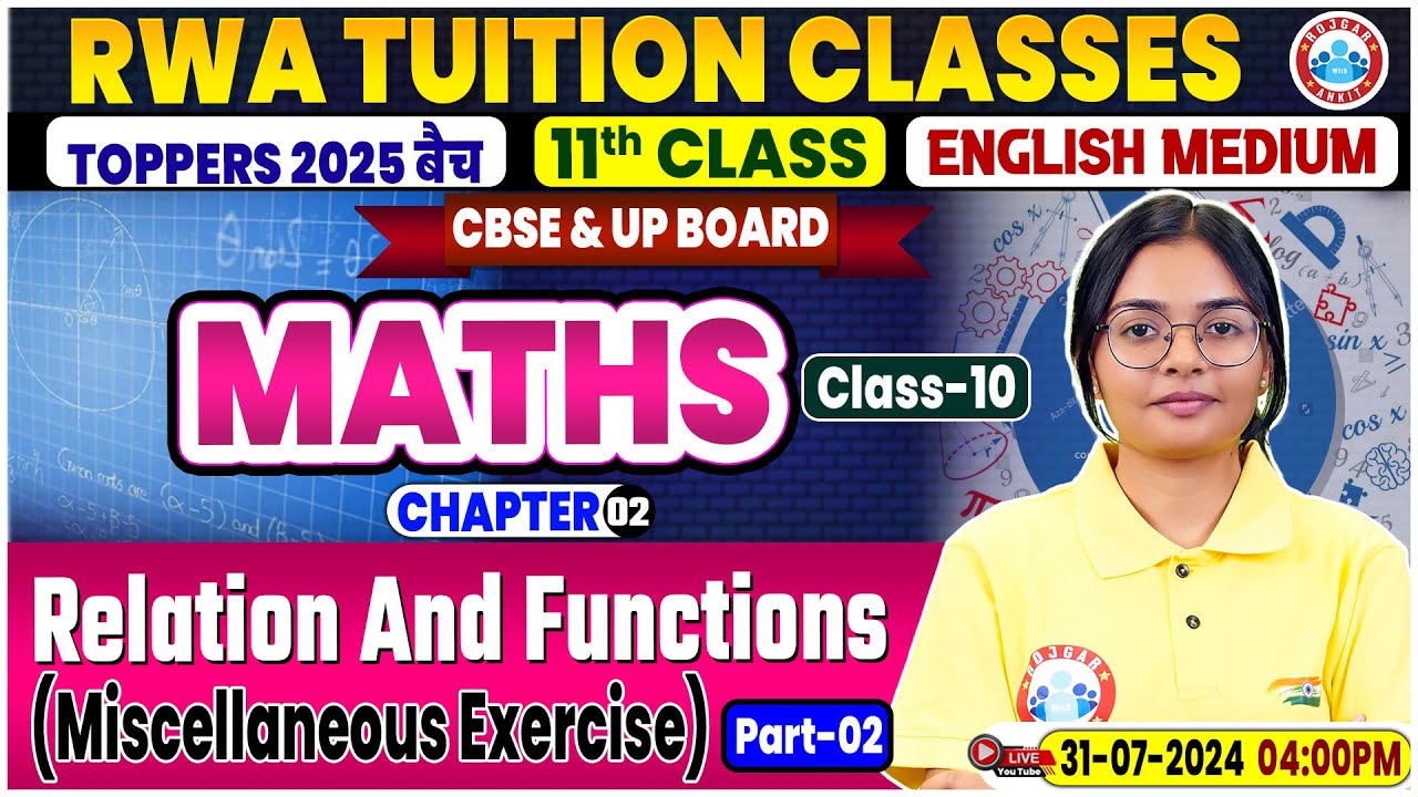 CBSE Class 11 Maths Chapter 2 | Relation And Functions By RWA Tuition Classes