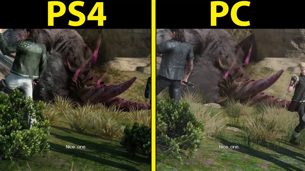 Улучшения Final Fantasy XV Windows Edition для ПК &mdash; сравнение волос и травы с PS4