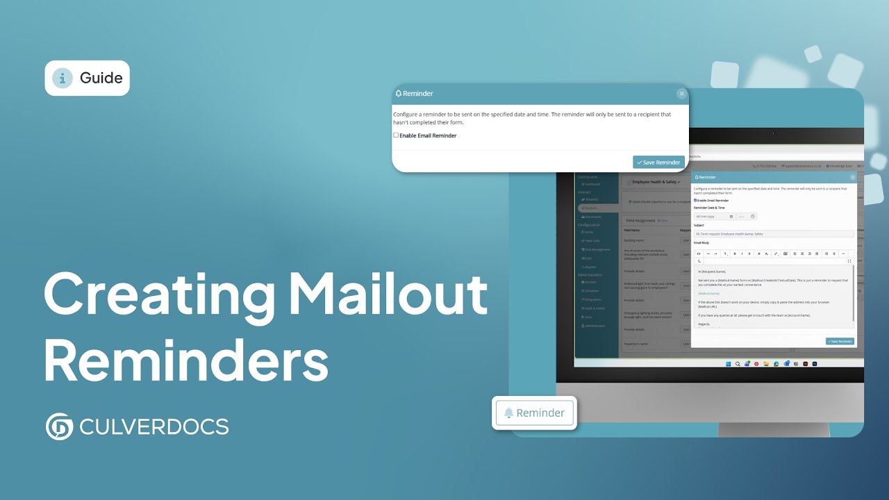 Mailout Reminders | Culverdocs