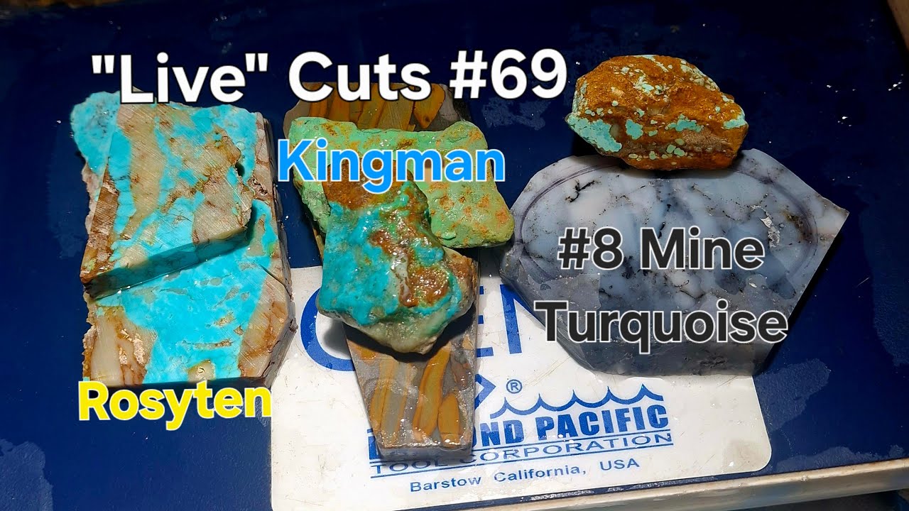Sir RocksAlot is live! Turquoise: Roysten, Kingman, & #8. Cut, Shape & Polish. #rocks #art #nature