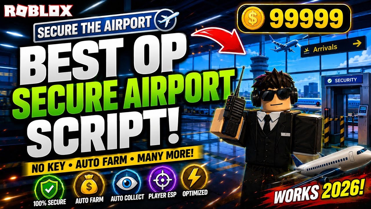 🔥 BEST OP Secure The Airport Script 2026 | Auto Farm + No Key + Auto Collect | Roblox
